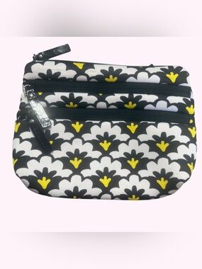 Vera Bradley🌟Black, White & Yellow Floral Zip Cosmetic/Tech Pouch🌟Brand New🌟
